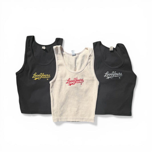 Rib Crop Embroidered Script Logo
